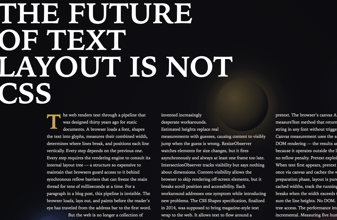 20K Star: Pretext：一个“用字符做排版计算”的前端实验项目（Text without the DOM）