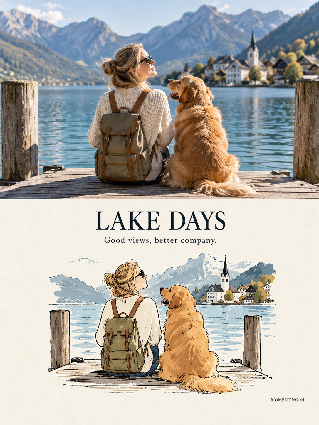 Dual-Layer: Photo + Vintage Editorial Illustration Archive