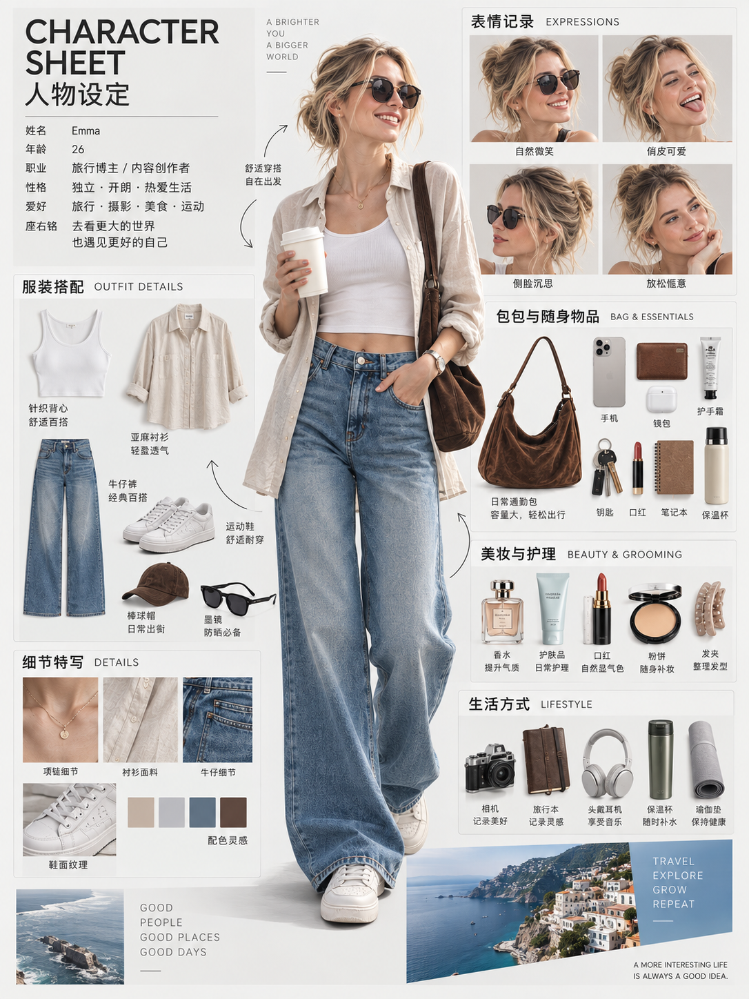 Character Lifestyle Sheet — Modern Editorial